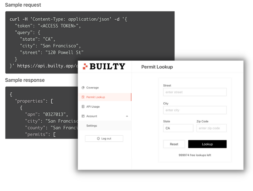 Builty web portal and developer API